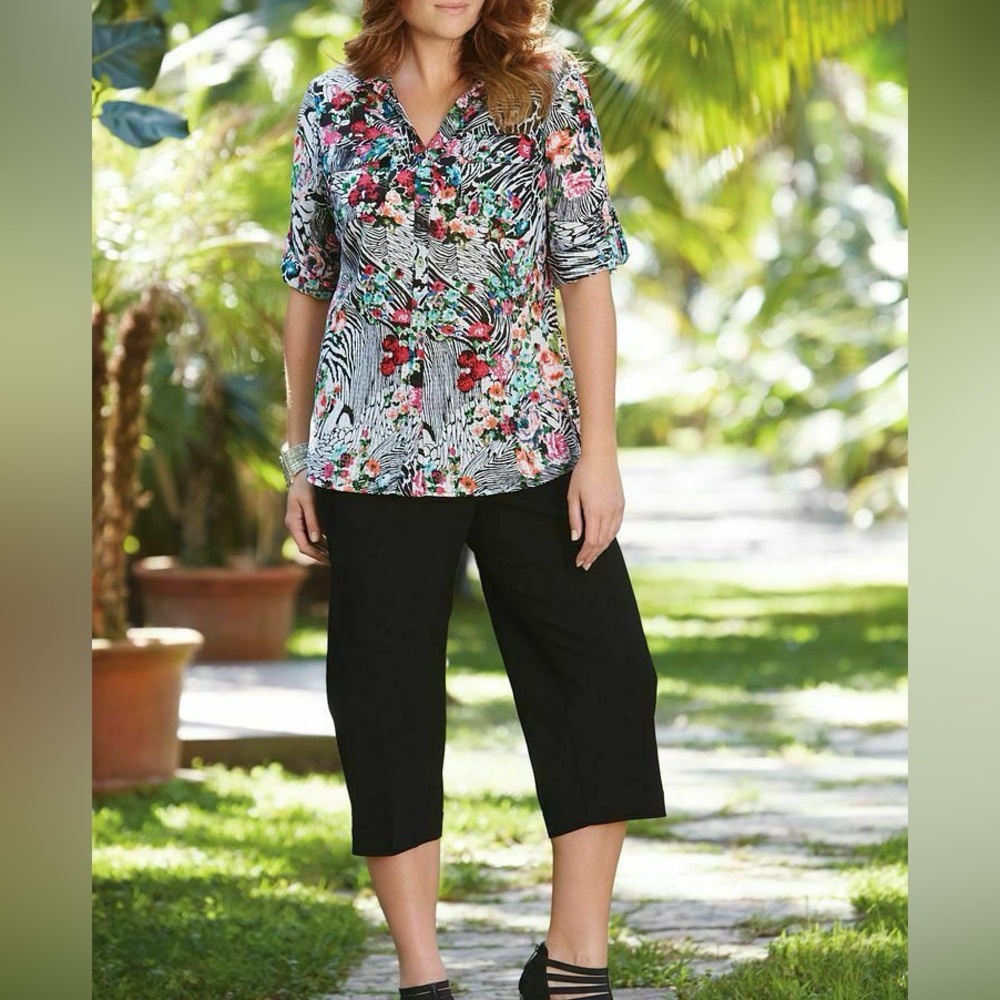 Kim Rogers Like New Black Millennium Capris 5 pocket Comfy Pullons Ladies SZ 10